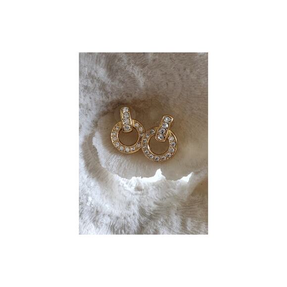 Christian Dior Goldtone & Rhinestone Post Earrings with Rhinestones - Picture 4 of 5